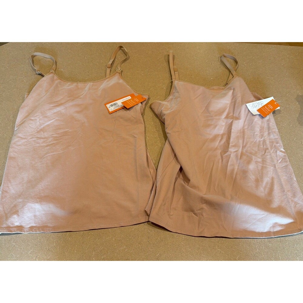 2 Size XL - NWT Nursing Tank Tops with Built-In Bra for Breastfeeding Target Tan